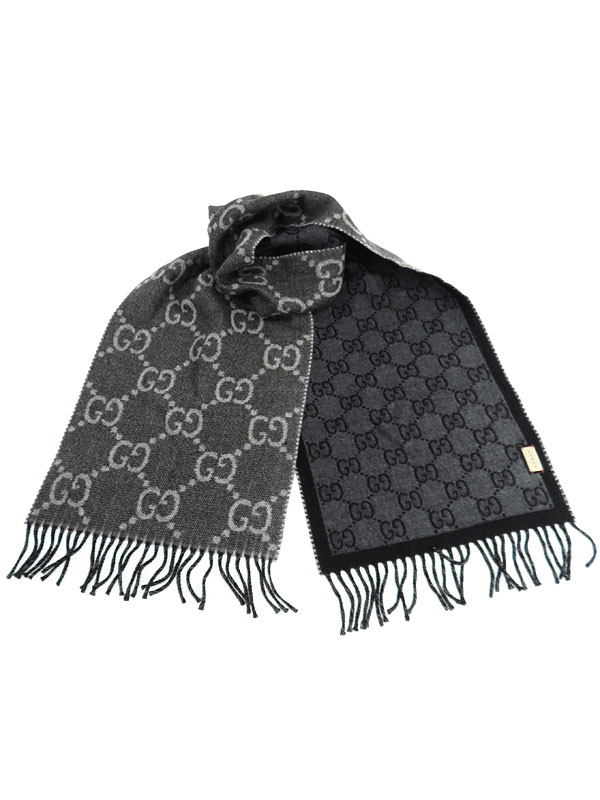 GUCCI】グッチ『タッセル付き GGジャカード パターン ニット スカーフ