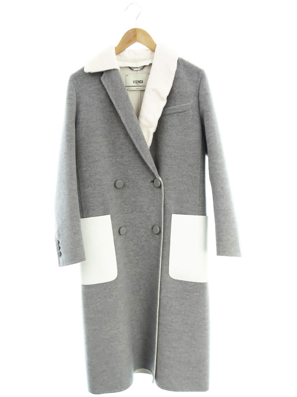 FENDI】フェンディ『ミンクファー付き カシミヤ ダブルコート size38