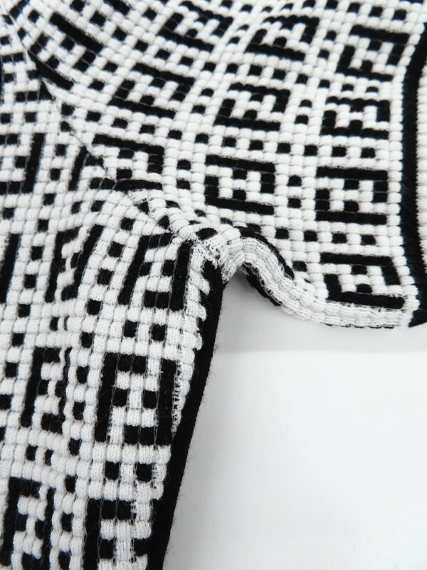 FENDI】フェンディ『FFロゴ ズッカ柄 ニット 半袖ワンピース size40