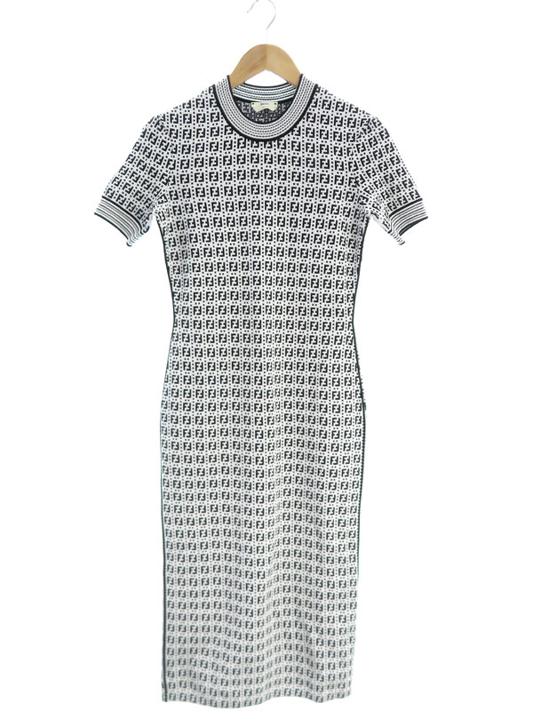 FENDI】フェンディ『FFロゴ ズッカ柄 ニット 半袖ワンピース size40