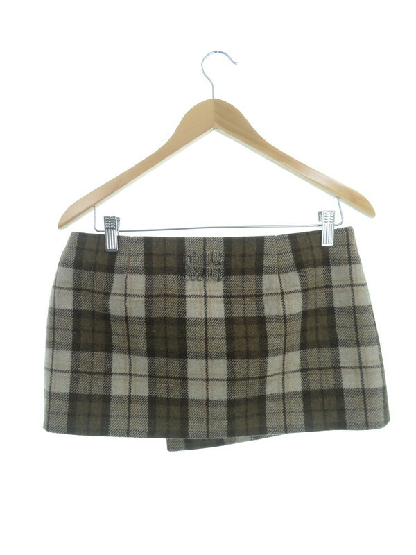 MIUMIU】ミュウミュウ『ロゴ チェック柄 ジャケット・巻きスカート上下