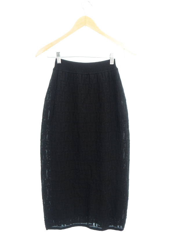 FENDI】フェンディ『FFロゴ ズッカ柄 ニットスカート size40』FZQ586