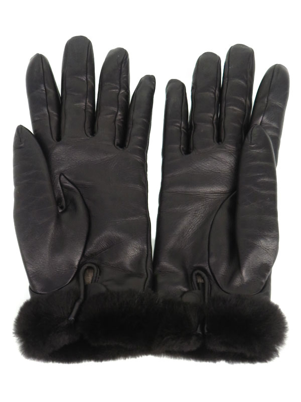 HERMES】エルメス『ソルド品 カデナ付き ミンクファー レザーグローブ