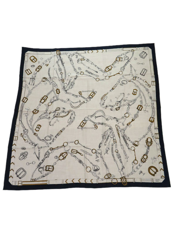 HERMES】エルメス『カレ140 カシミヤ×シルク LES CHEVAUX DECHAINES