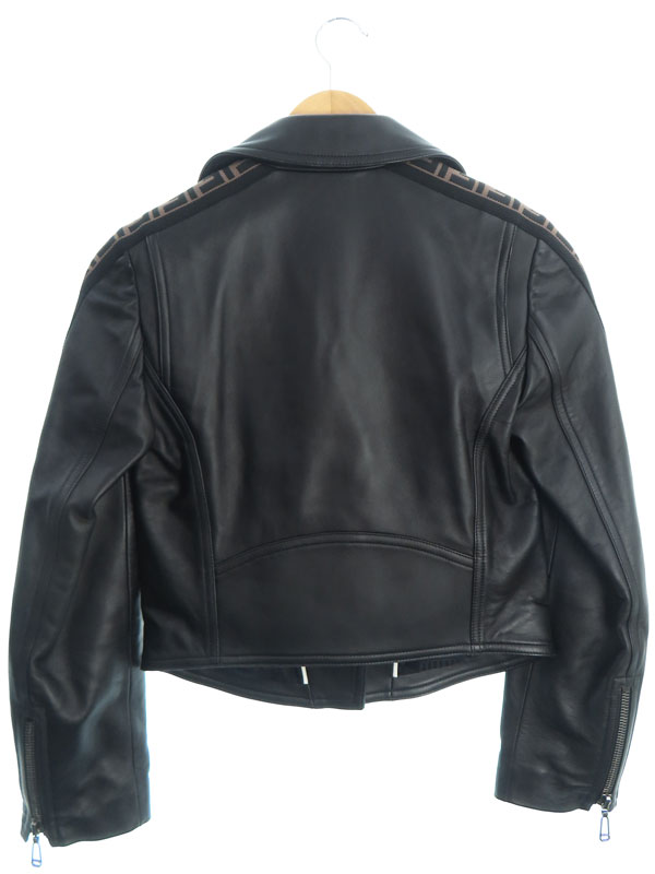 FENDI】フェンディ『FFロゴ ズッカ柄 アームロゴ レザー ライダース