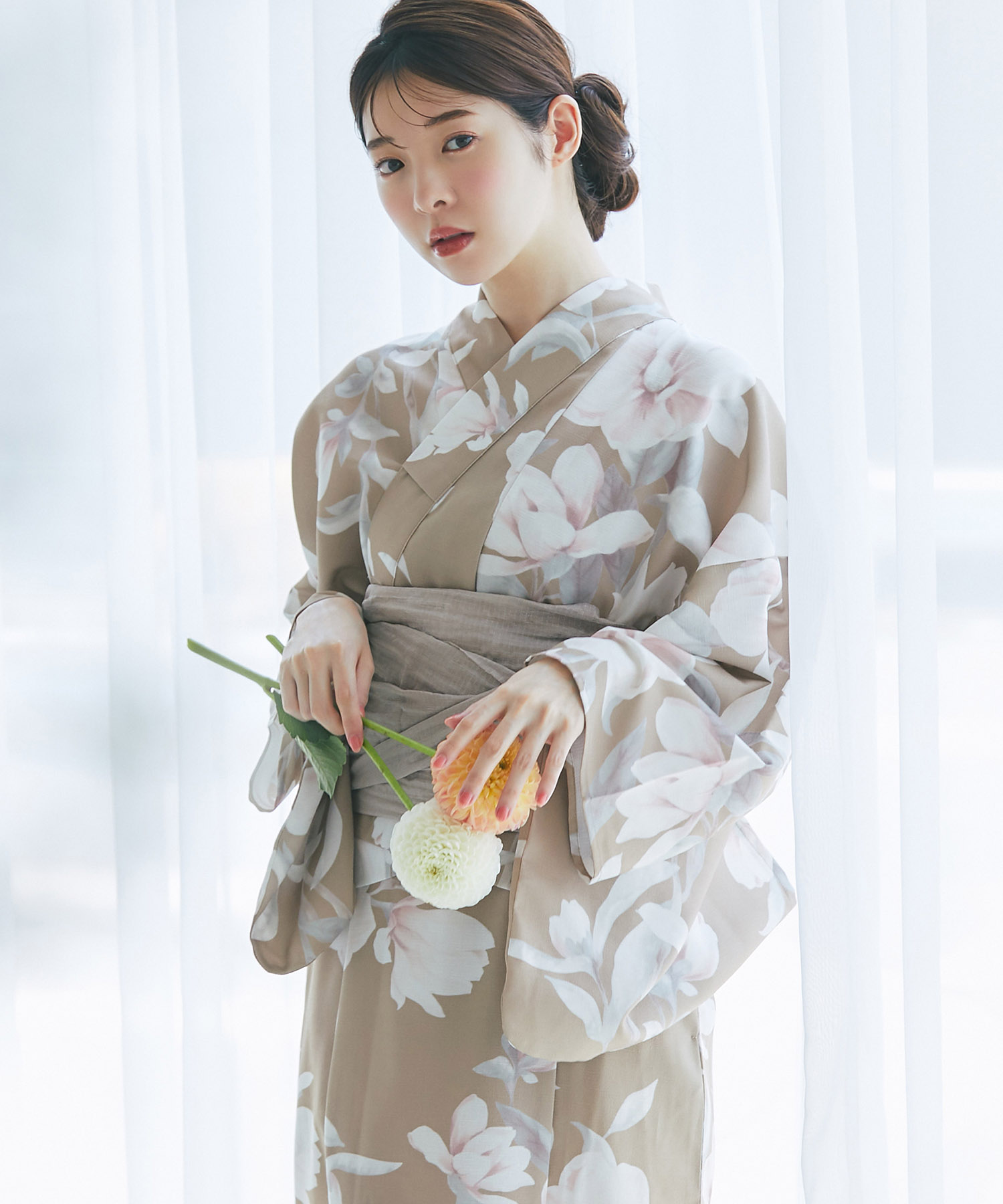 2WAY♪気品溢れる、木蓮柄セパレート浴衣