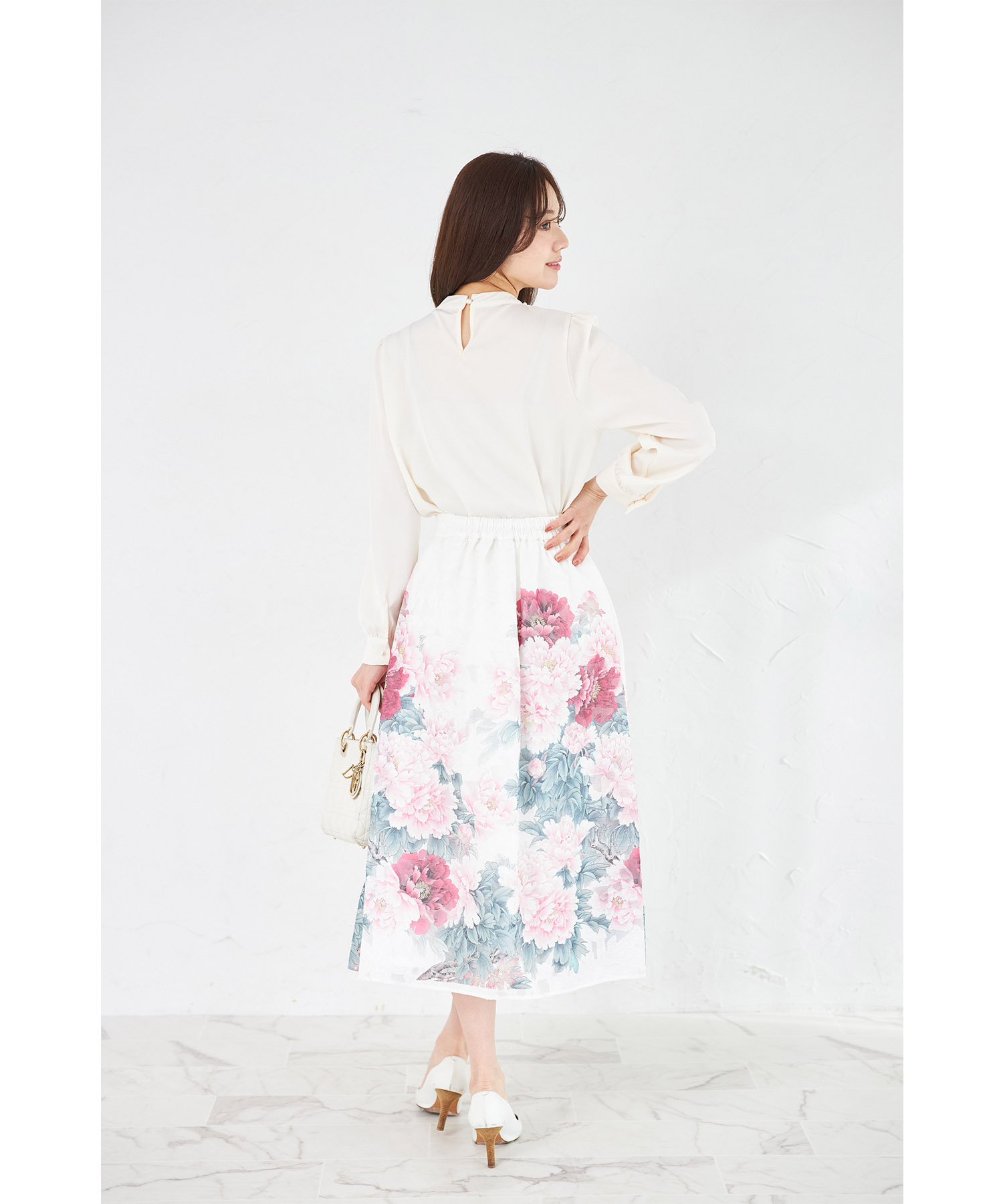 シアージャガードアンティークローズパネル柄フレアスカート