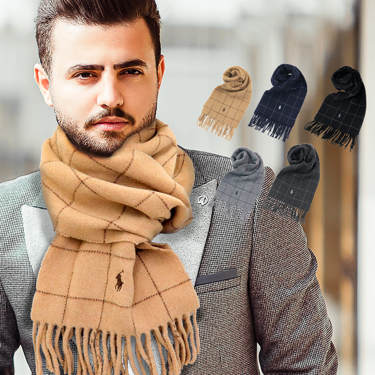 楽天市場】RALPH LAUREN ラルフローレン マフラー ウィンドーペン