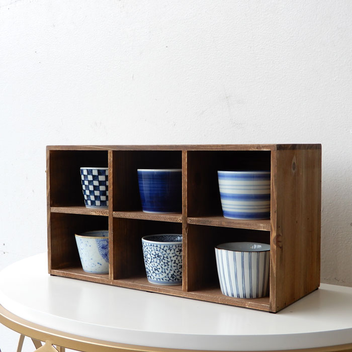 楽天市場】シェルフ ウッド ラック 杉古材 棚 6マス 小物展示 店舗什器