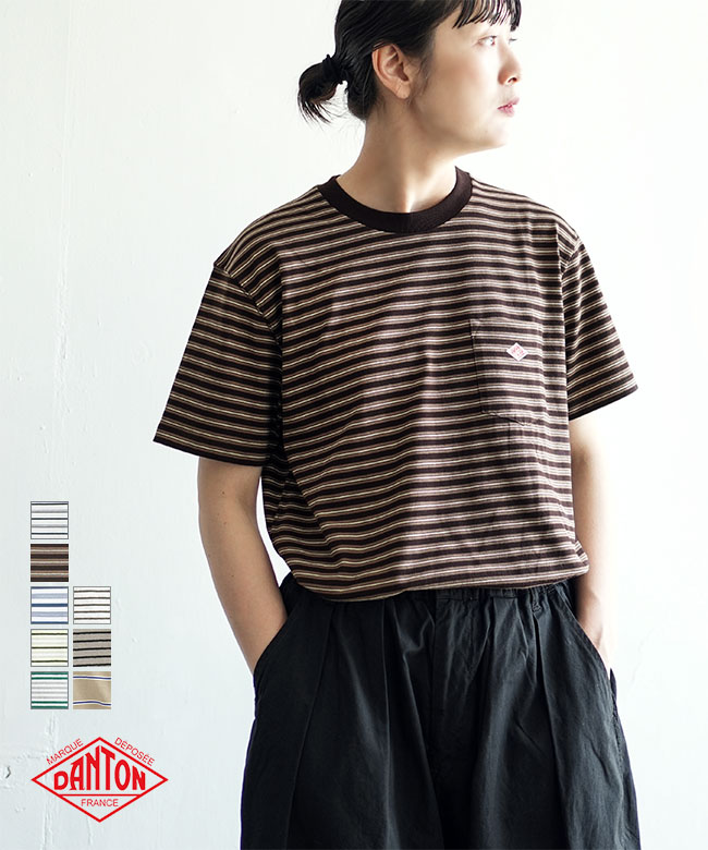 ◇[DT-C0197TCB]DANTON(ダントン) SHORT SLEEVE POCKET T-SHIRT STRIPE