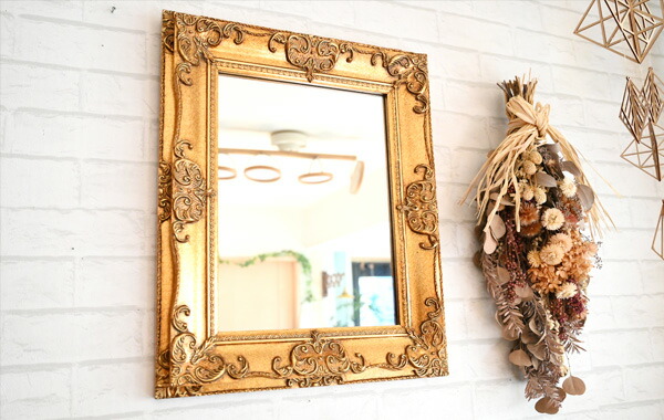 楽天市場】『アンティーク調 グレースアートミラー ゴールド 幅45cm M