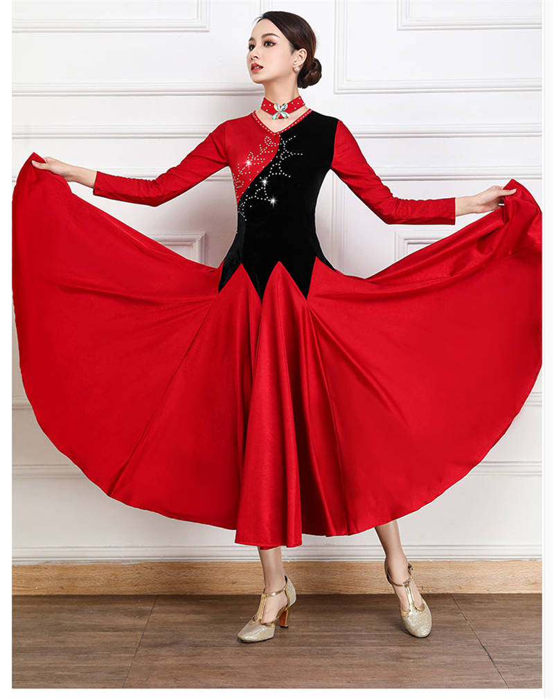 楽天市場】社交ダンスドレス 社交ダンス練習着 赤黒と合わせ