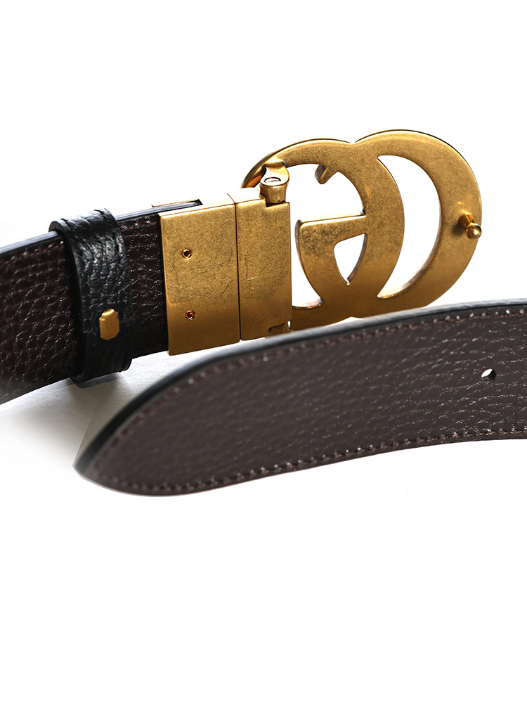 グッチ☆レザーベルト バックルGロゴ キャメルブラウン ゴールド 70