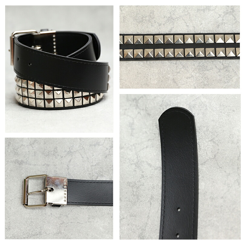 楽天市場】新作 ベルト メンズ 3連 ピラミッド スタッズベルト 全1色