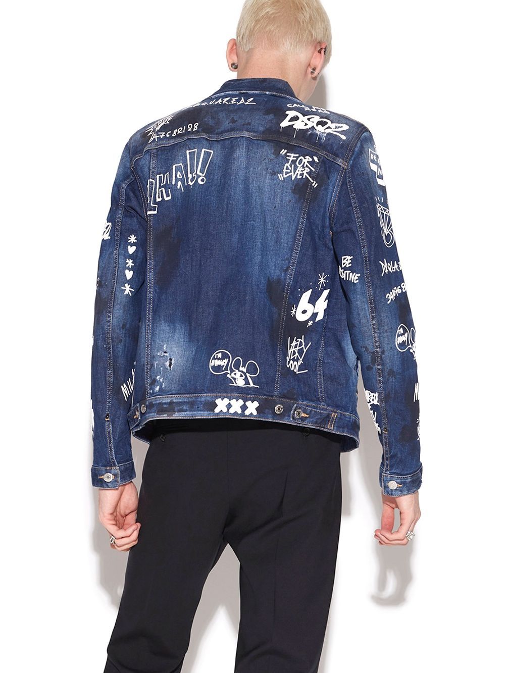 Dsquared2 - DARK GRAFFITI WASH DENIM JACKET ペイント デニム