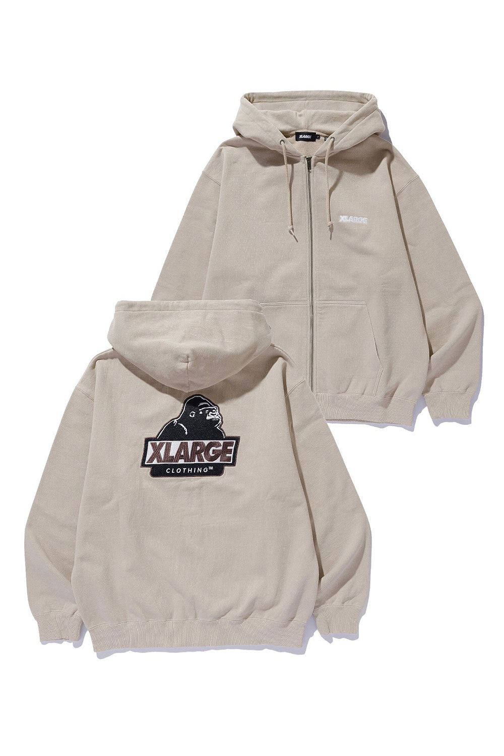 XLARGE - SLANTED OG ZIP HOODED SWEATSHIRT / ベージュ | Tempt
