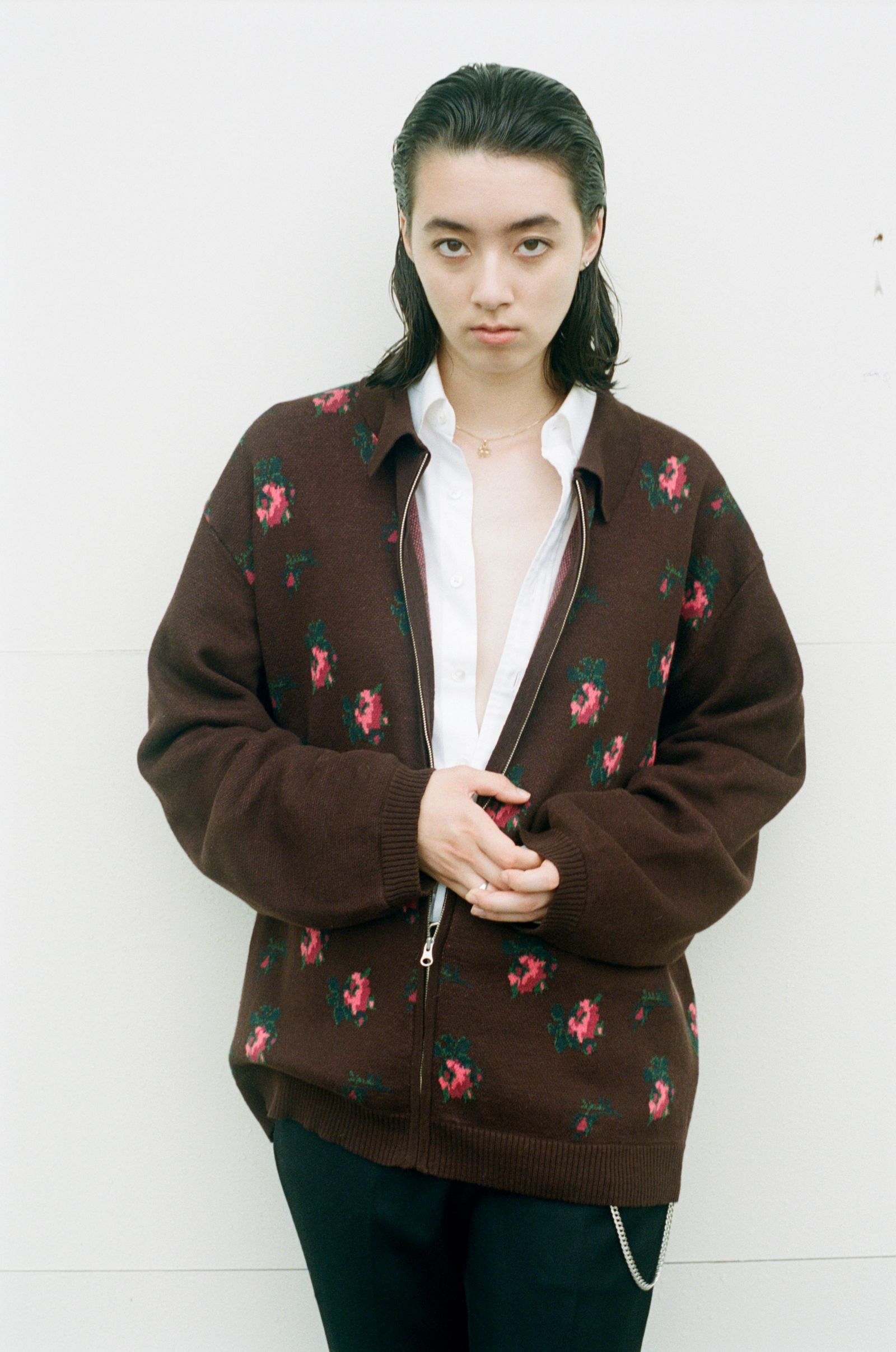TTT MSW】Flower Jacquard Knit Cardigan TTT_MSW】Flower Jacquard