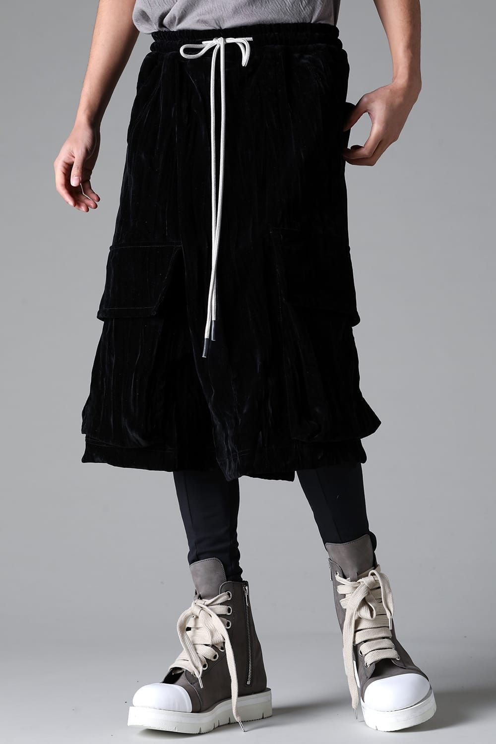 A.F ARTEFACT - Washer Velour Wrap Skirt Pants