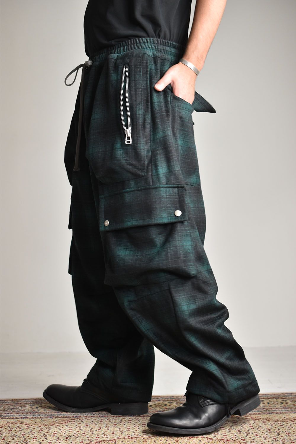 A.F ARTEFACTサルエルパンツ 緑と黒のチェック柄 公式通販 A.F