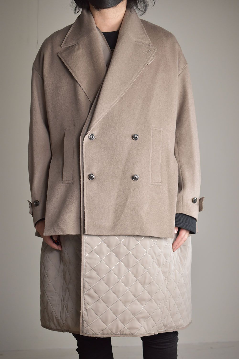 1365 【ドゥロワー】 チェスターコート (M) ウール シルク 1365