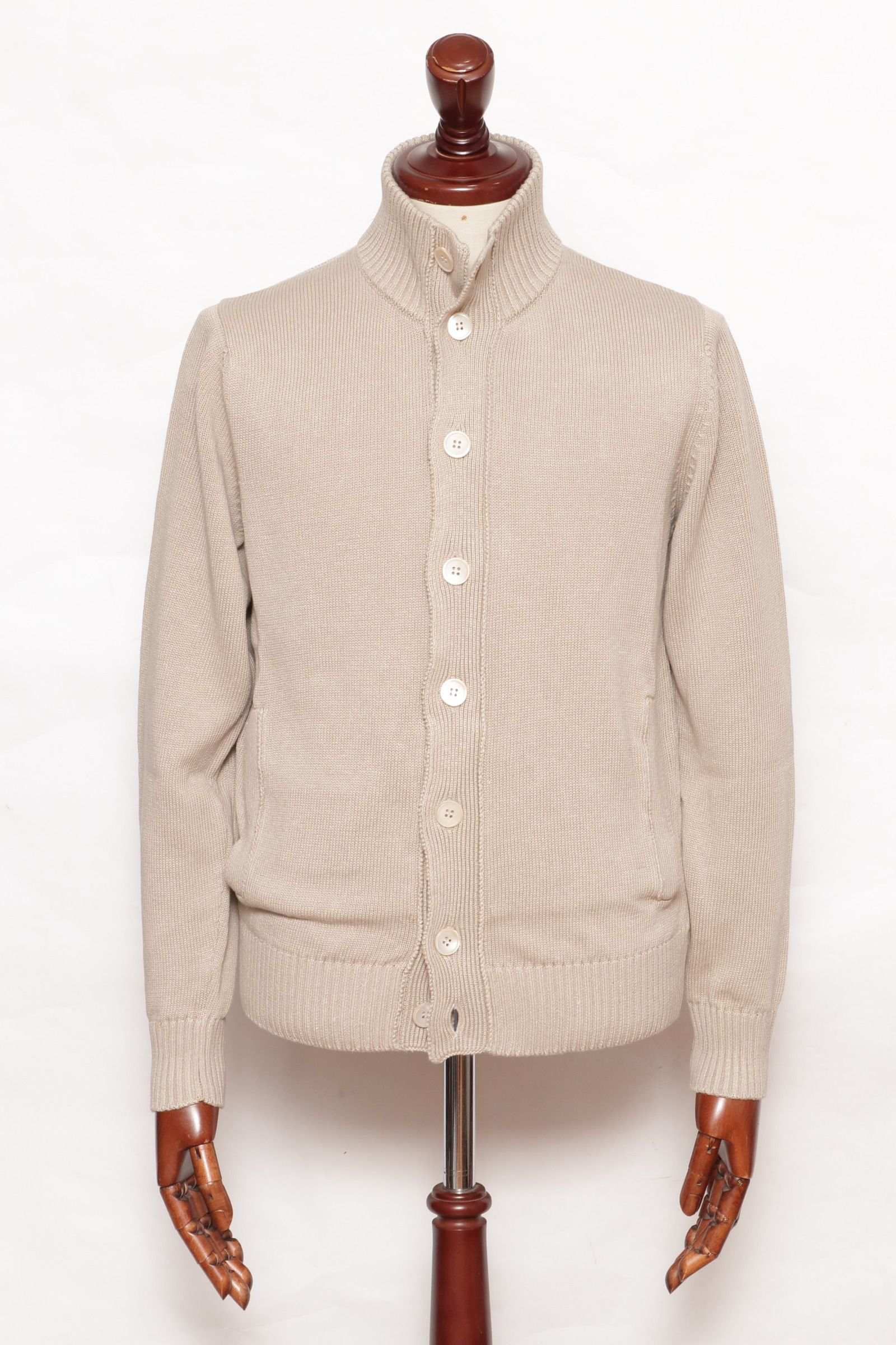 ZANONE CHIOTO コットンリネン スタンドカラー カーディガン50