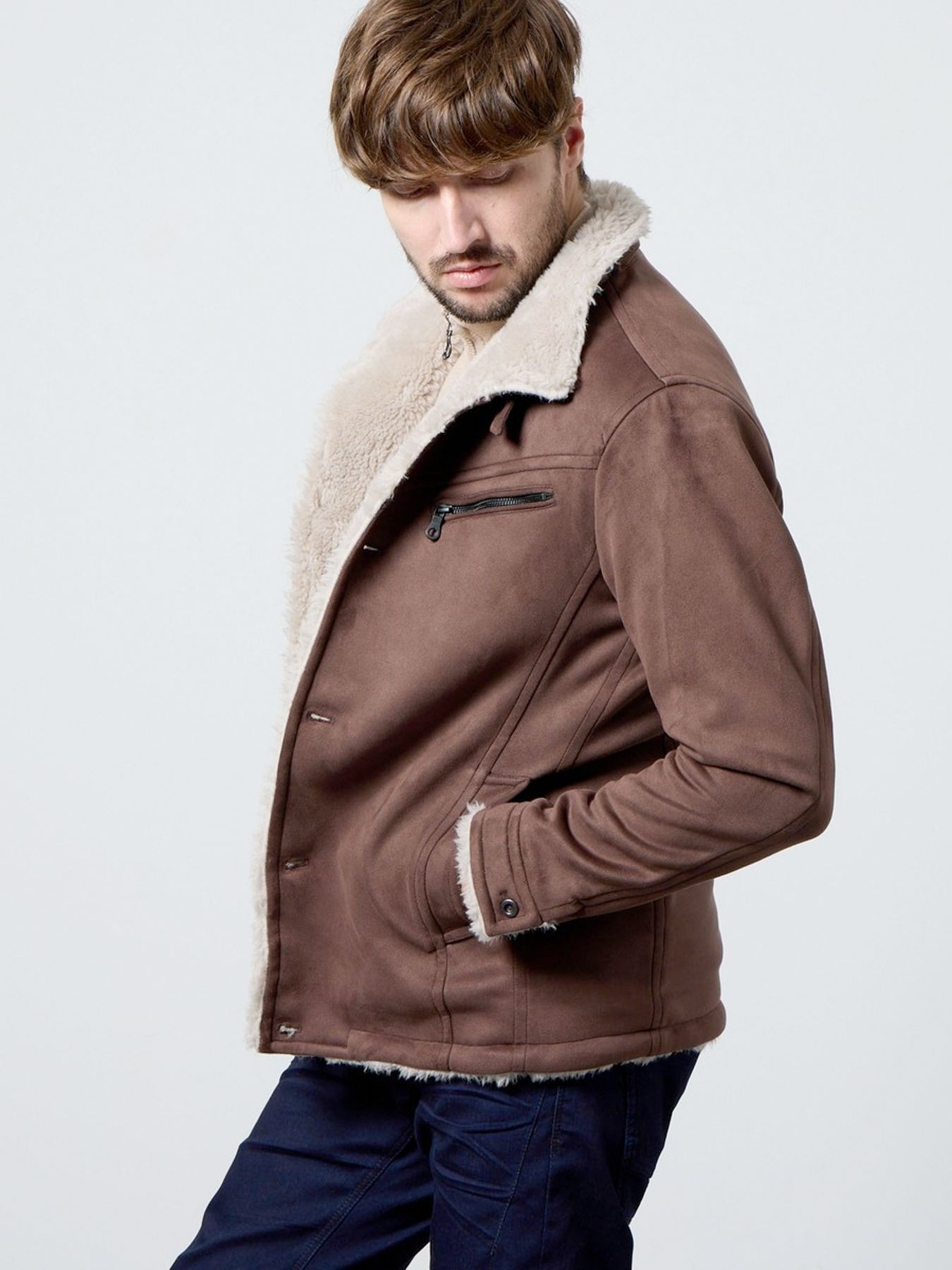 NICOLE - 裏ボアムートン風スタンドブルゾン / ブラウン【HIDEAWAYS