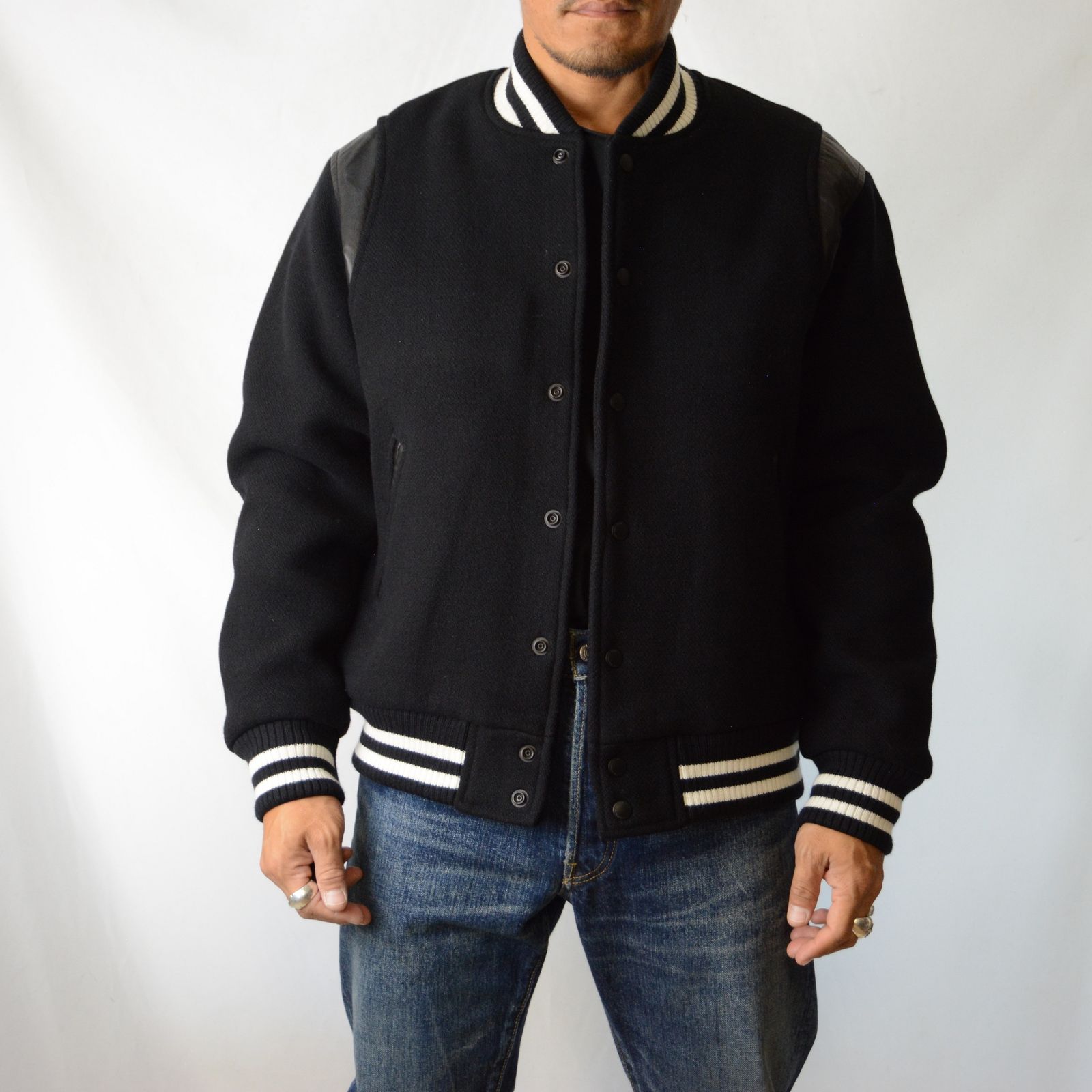 MINEDENIM - Wool Meiton ＆ Leather Studium Jamper （BLT