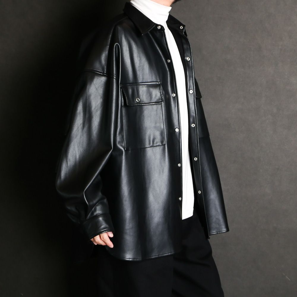VICTIM - LEATHER BIG SHIRTS / PUレザー シャツジャケット / VTM-22-S