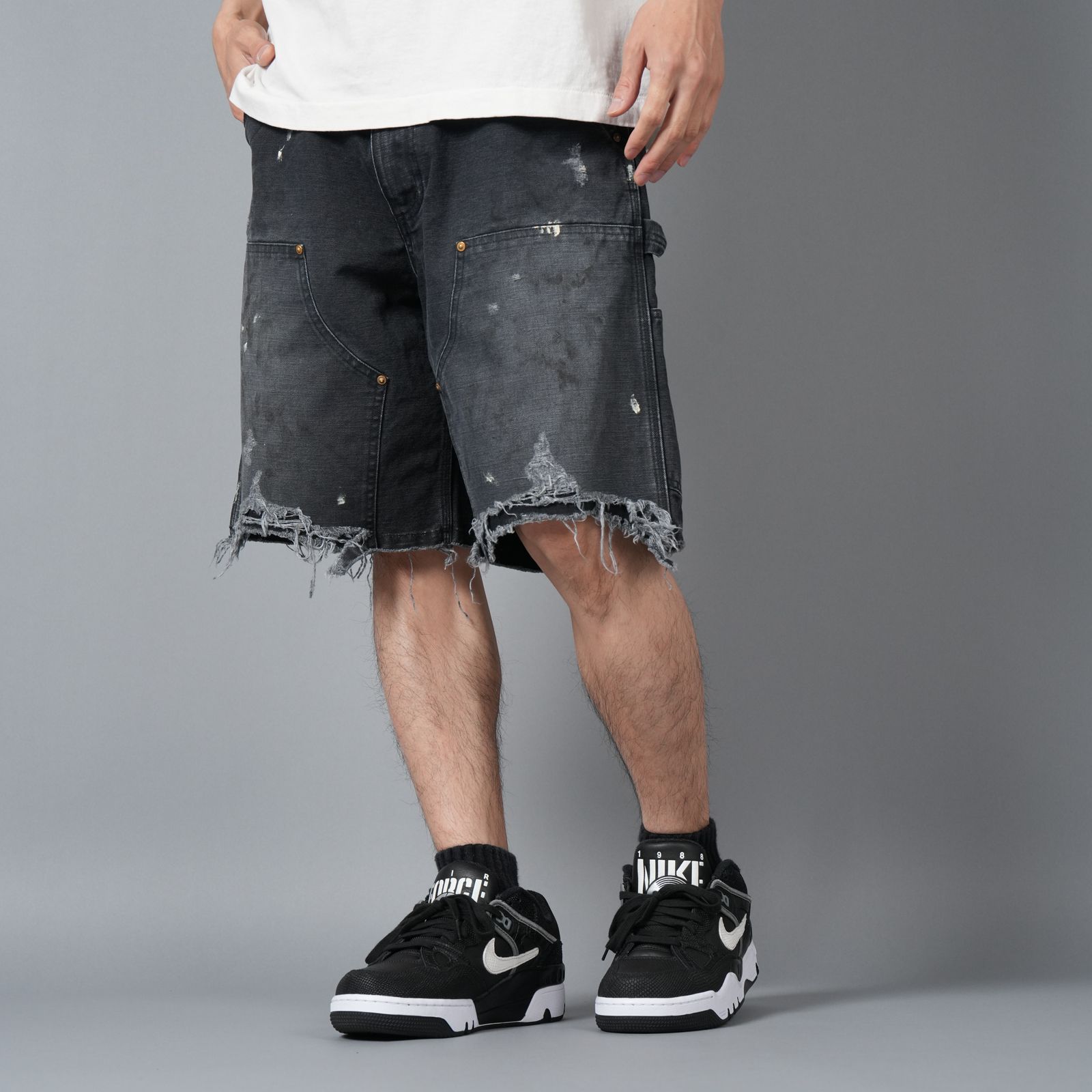 SAINT M×××××× - SM-HR8-0000-071 / DOUBLE KNEE SHORTS / BLACK