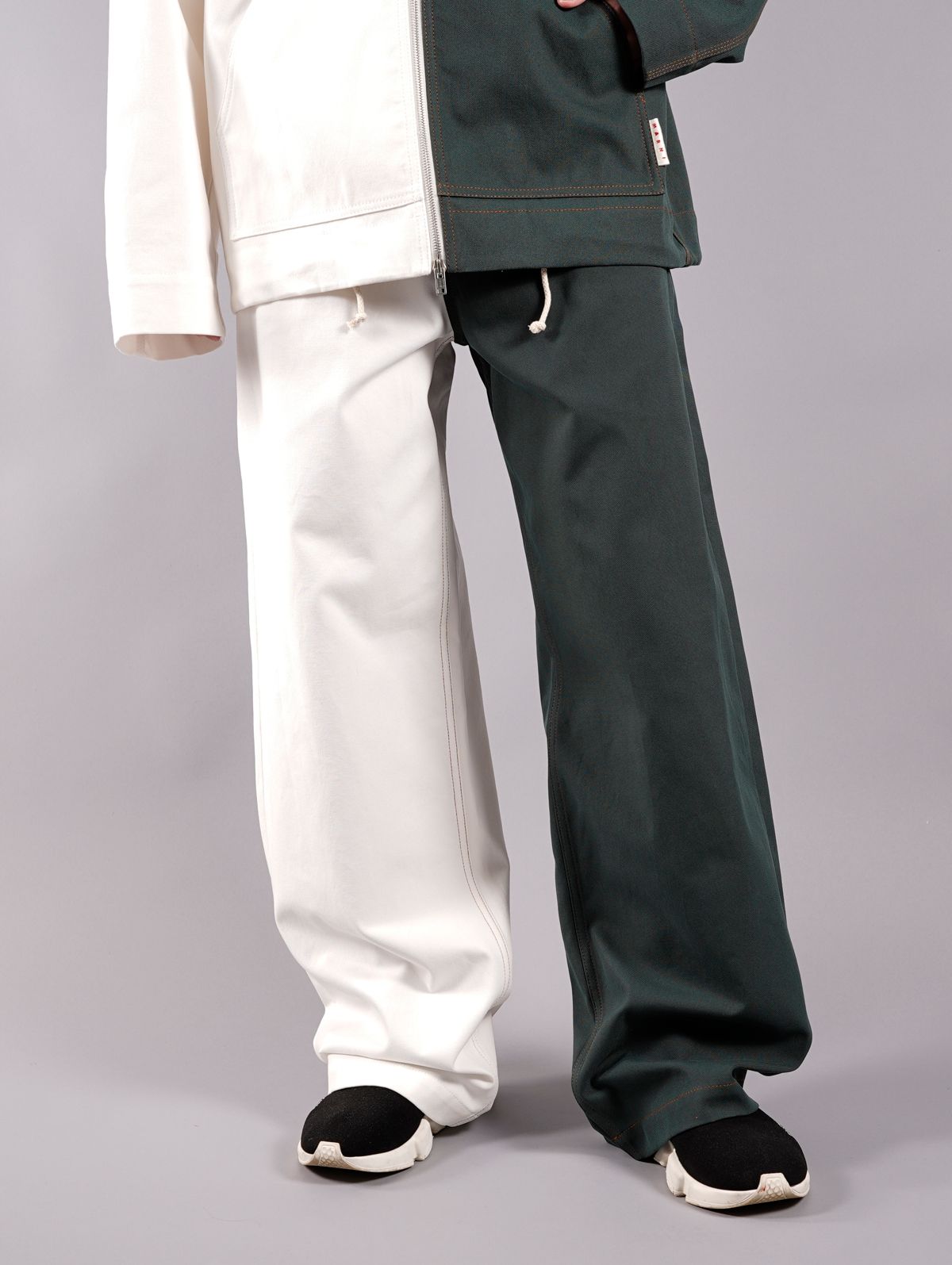 MARNI - COTTON CANVAS PANT / ワイドパンツ / バイカラー (グリーン