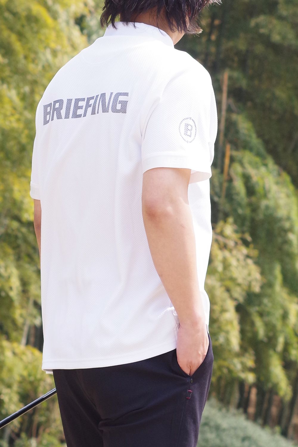 BRIEFING ホワイト ロゴ モックネックシャツ Mサイズ BRIEFING