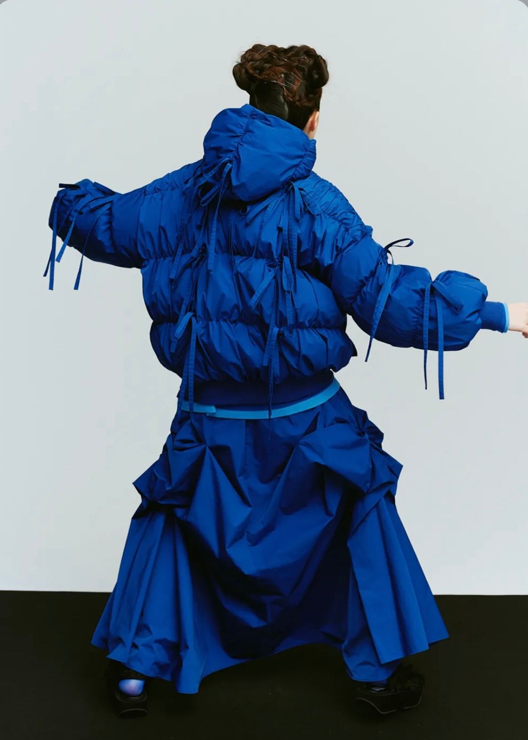 ENFOLD - RIBBON TUCK SKIRT / スカート / ブルー / 2025AW new