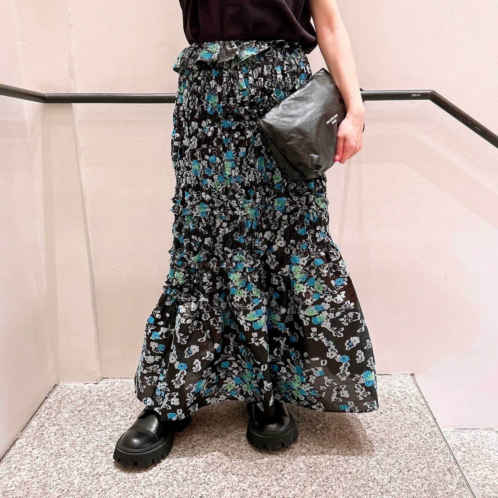 CECILIE BAHNSEN - ヴィアンカ・スカート / ブラック＆ブルー / 花柄