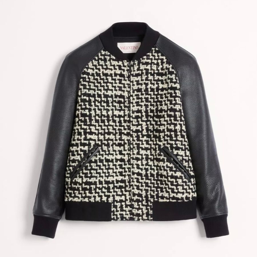 VALENTINO - パッチ付き ウール ツイード ボンバージャケット / ユニ