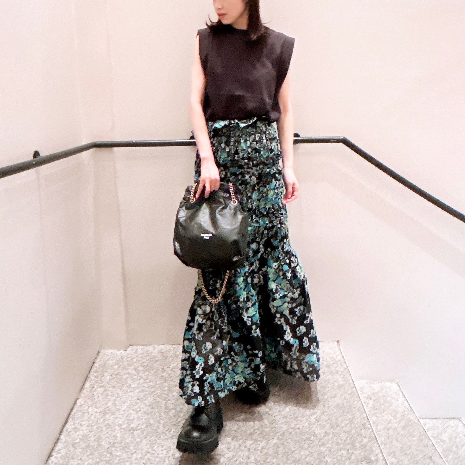 CECILIE BAHNSEN - ヴィアンカ・スカート / ブラック＆ブルー / 花柄