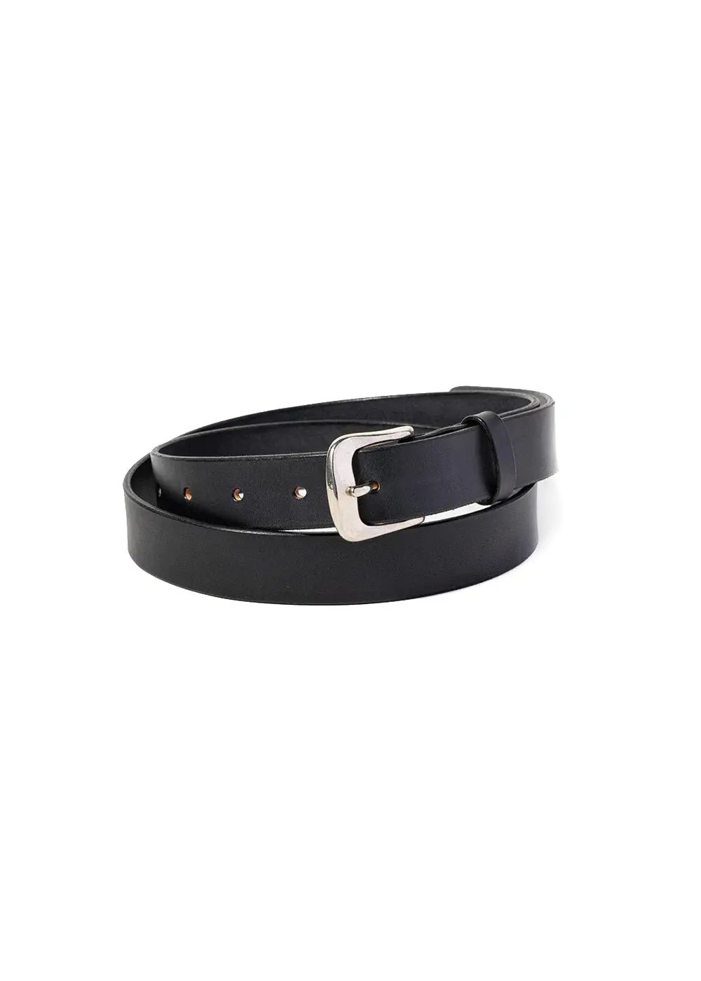 CALEE - 【ラスト1点】PLANE LEATHER NARROW BELT (BLACK) / プレーン
