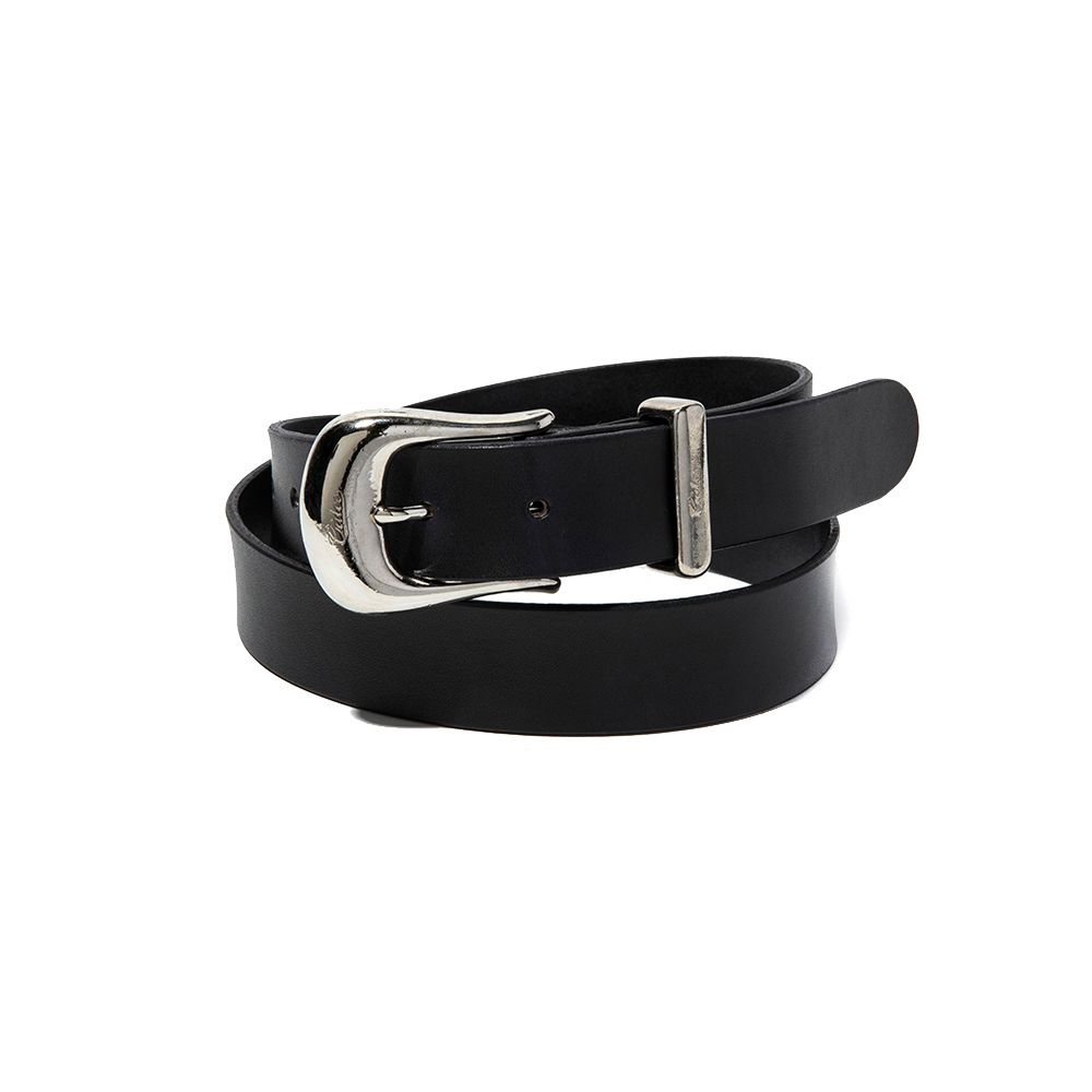 CALEE - LEATHER PLANE BELT (BLACK) / レザー プレーン ベルト | LOOPHOLE