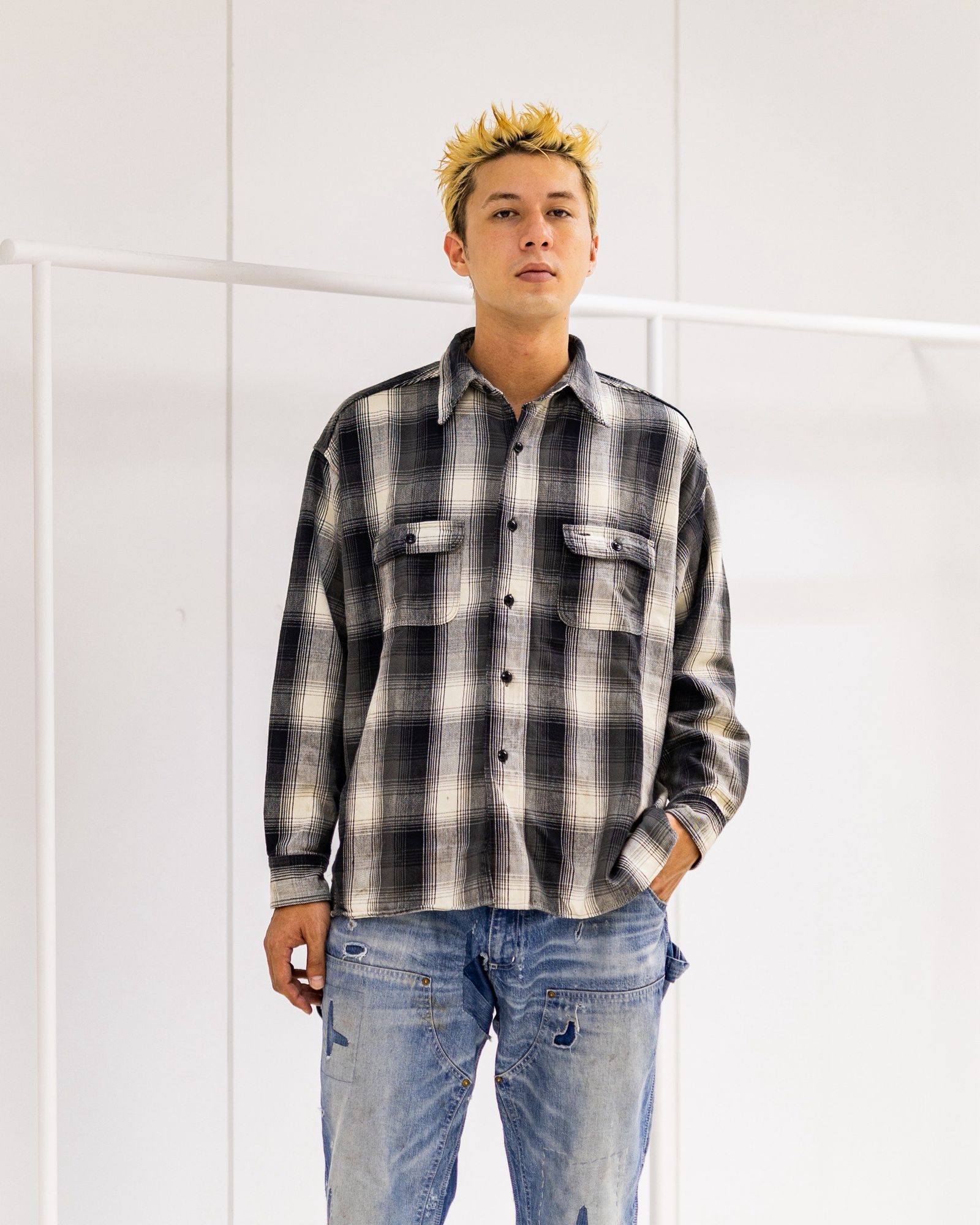 SAINT M×××××× - セントマイケル Tシャツ BB_FLANNEL CHECK SHIRT(SM