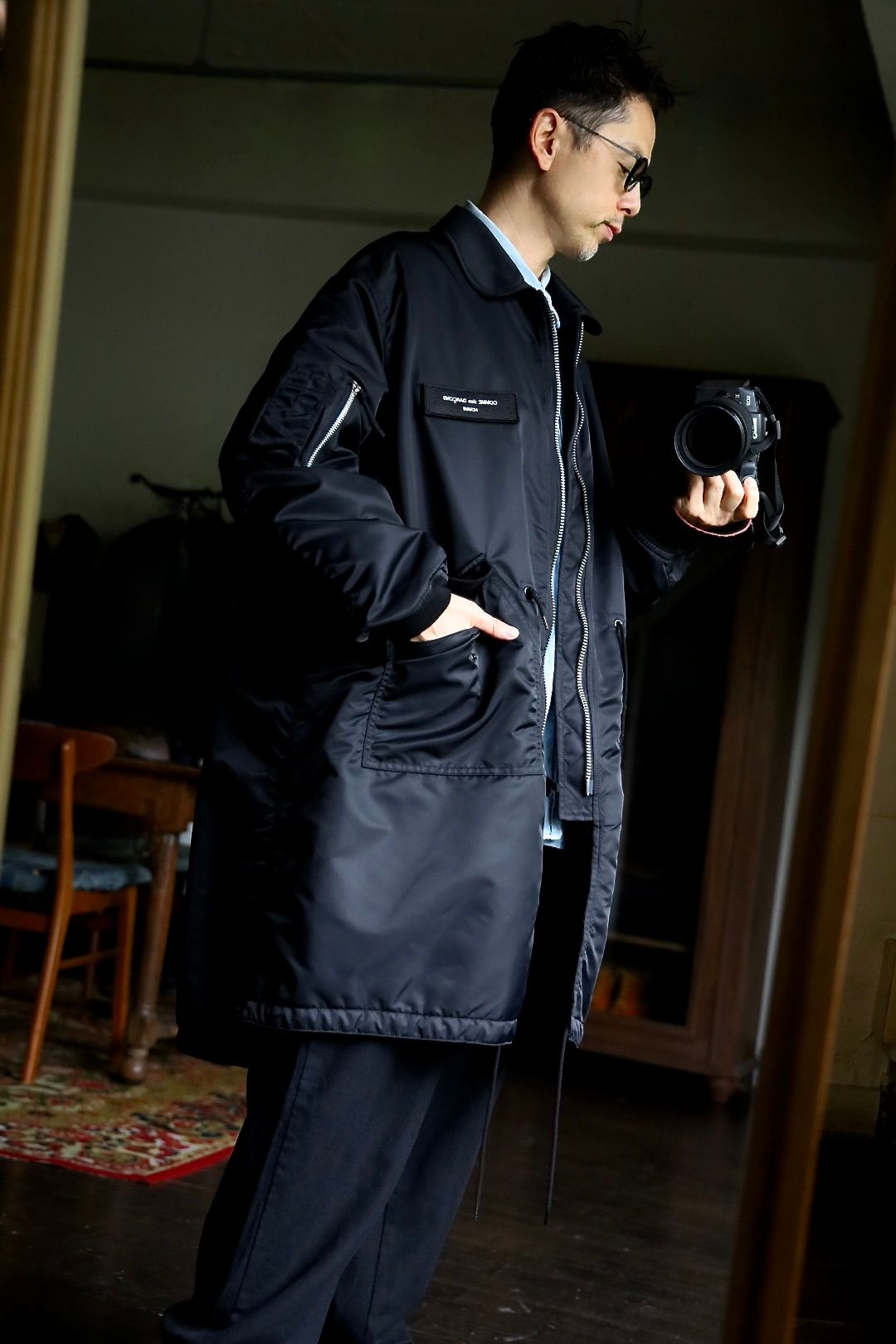 COMME des GARCONS HOMME ナイロンツイルコートスタイル2024.10.08