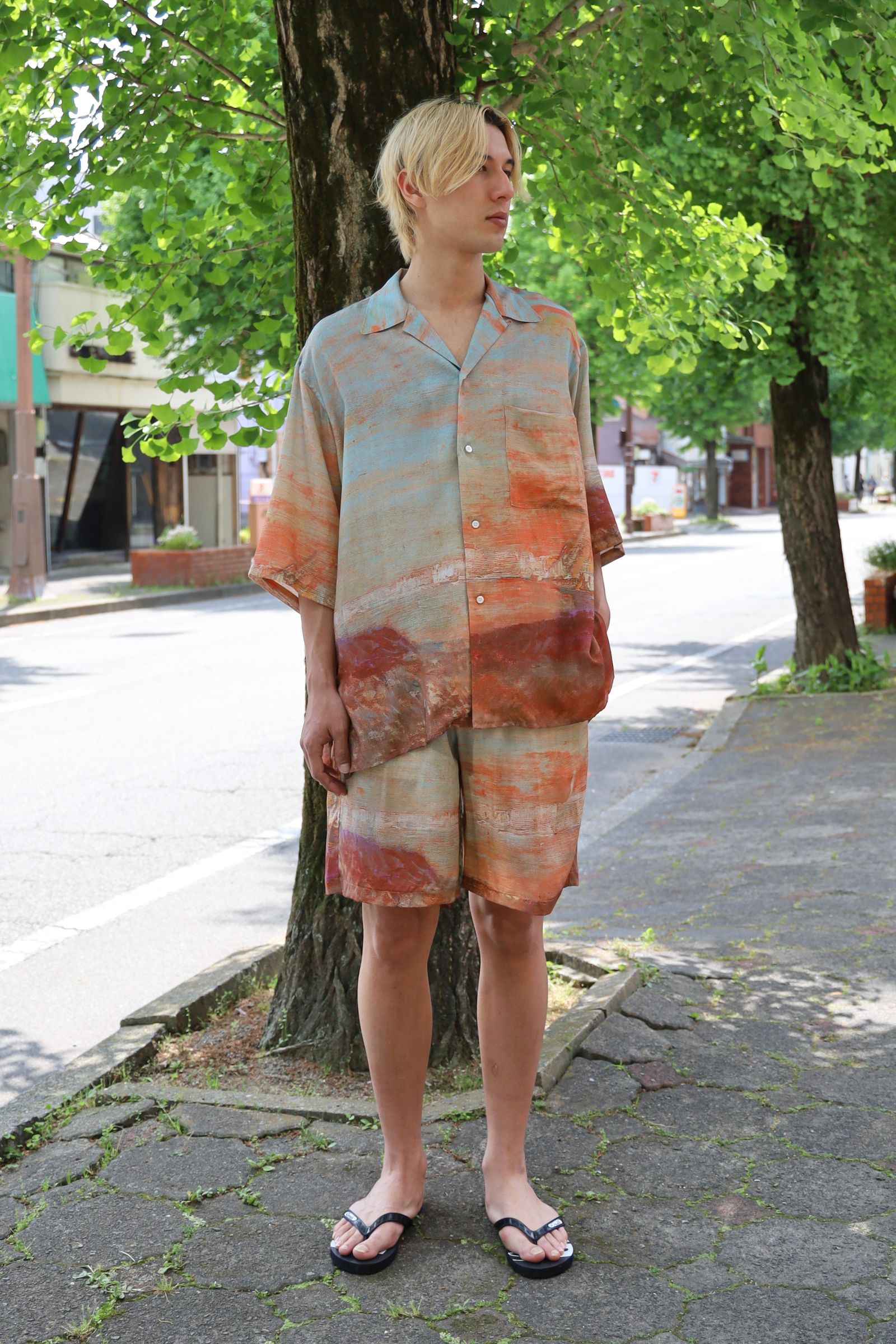 YOKE 24SS 新作LANDSCAPE PRINTED OPEN COLLAR SHIRT style 2024.5.5