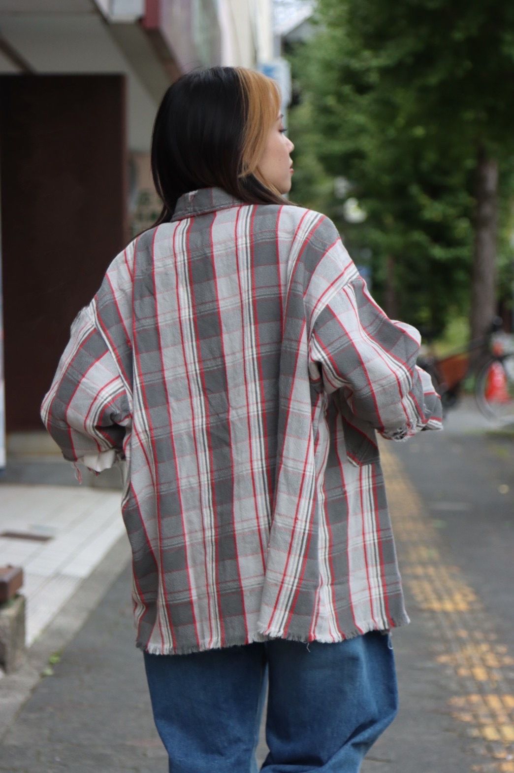 Saint Mxxxxxx X Shermer Academy コラボチェックシャツGRAY×RED