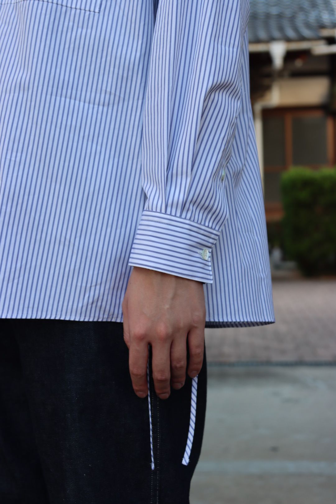YOKE THOMAS MASON STRIPED PIPING SHIRT