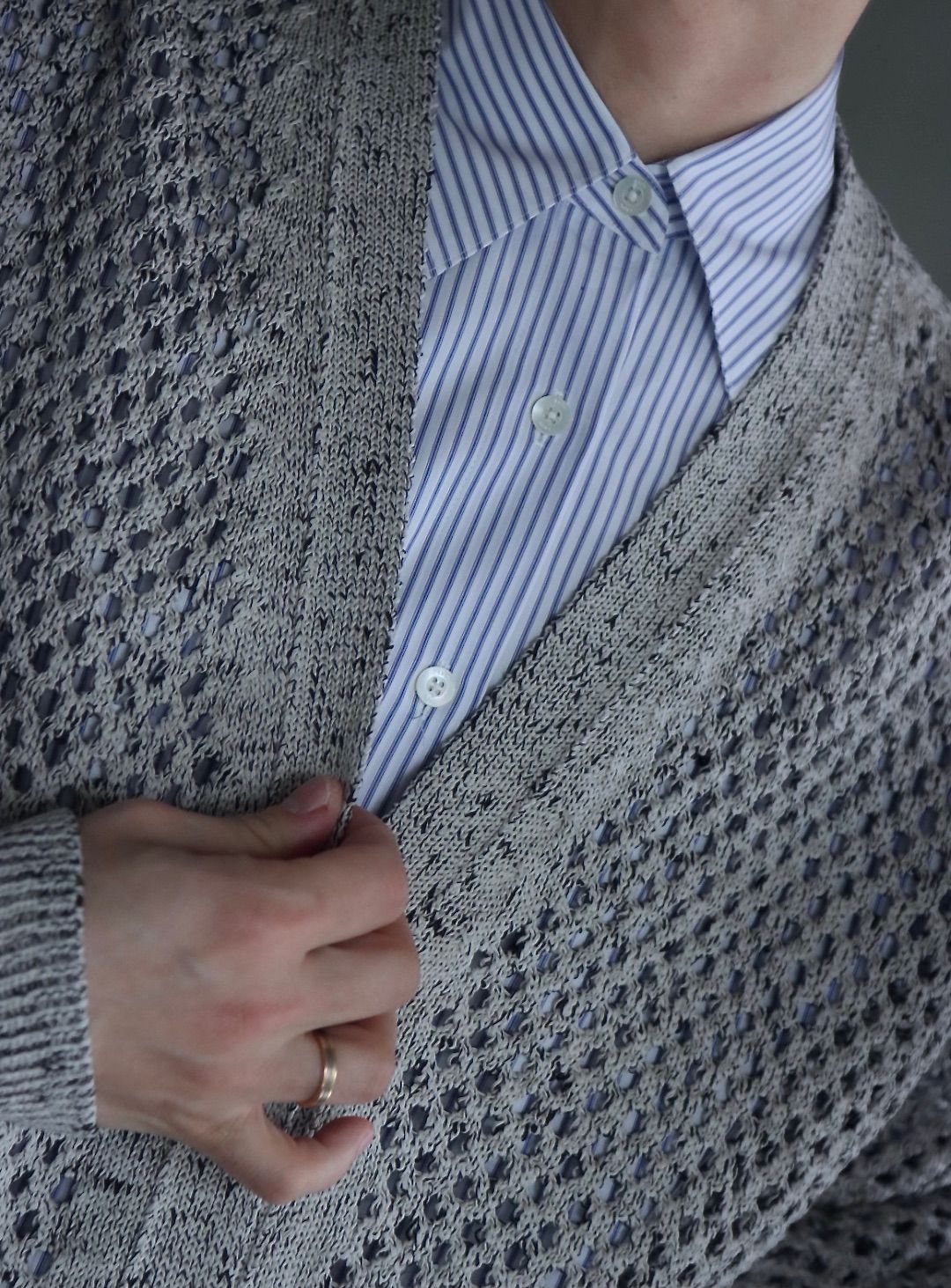 YOKE 22SS MESHED KNIT CARDIGAN