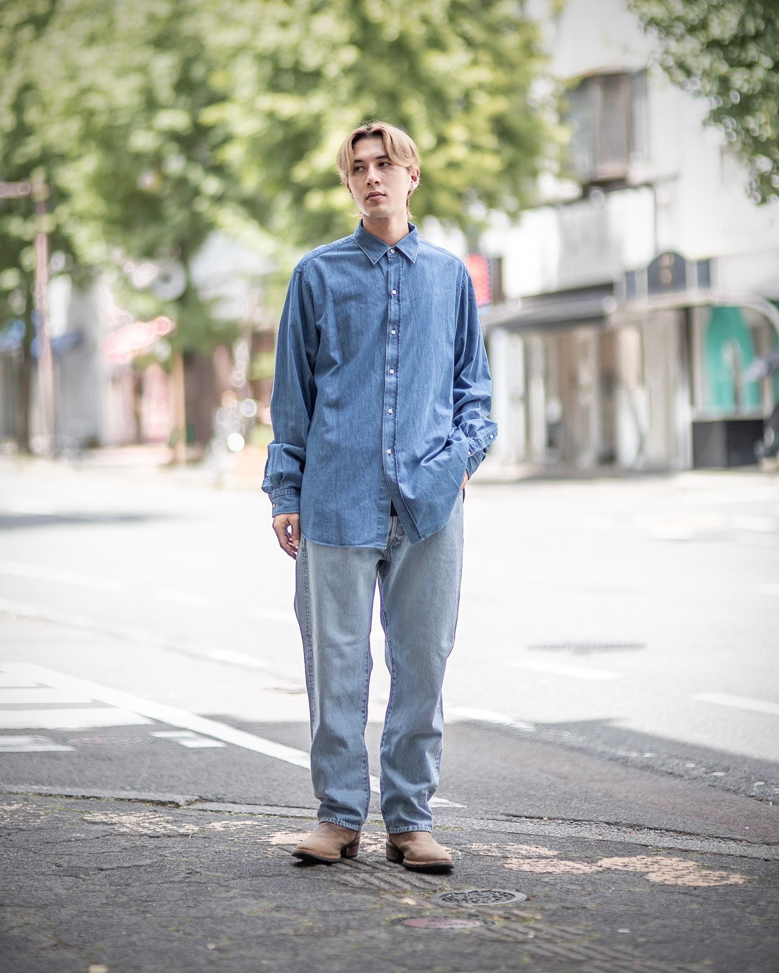 A.PRESSE - アプレッセ24AWデニムシャツ Washed Denim Shirt(24AAP-02