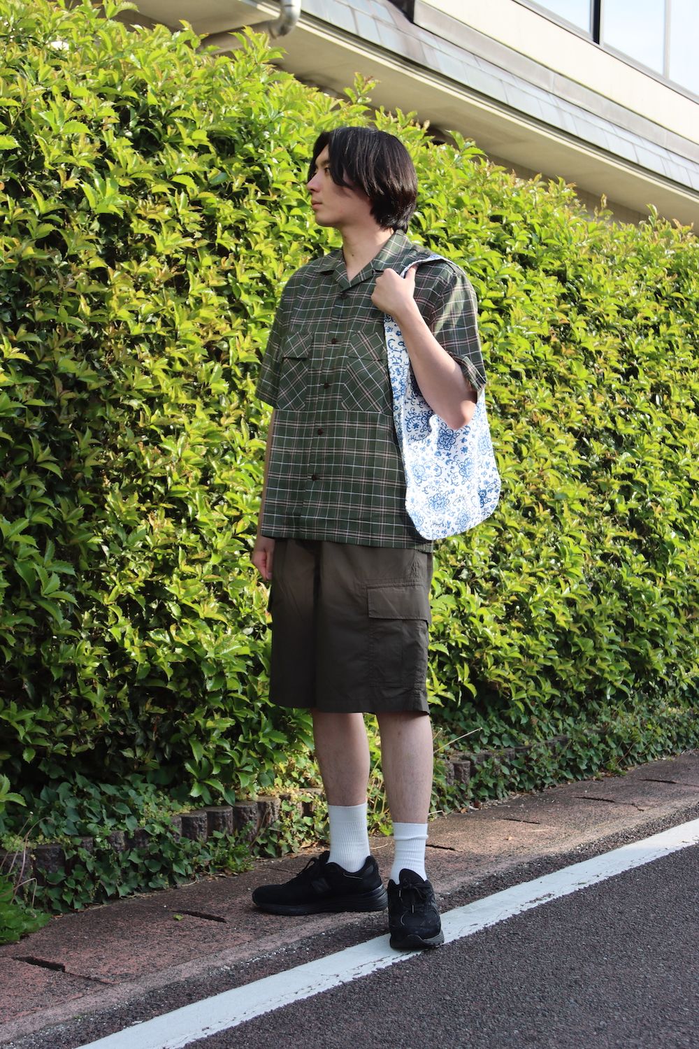 COMME des GARCONS HOMME リネン綿チェック x 綿タイプライター S/S