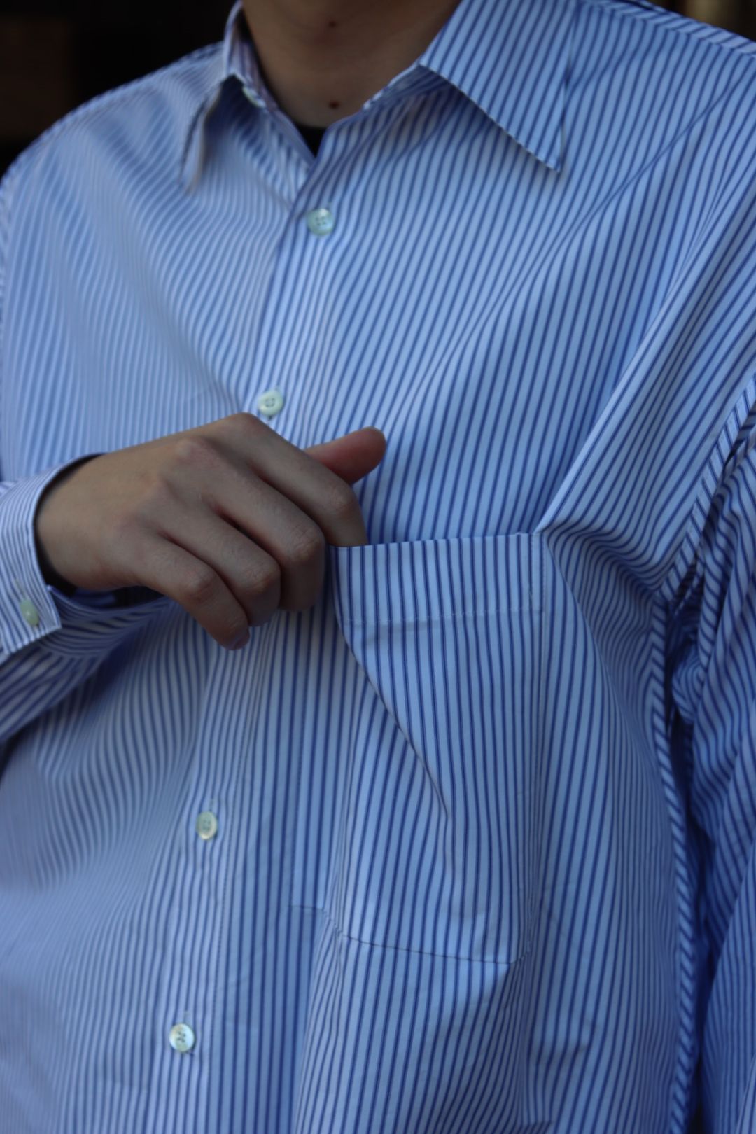 YOKE THOMAS MASON STRIPED PIPING SHIRT