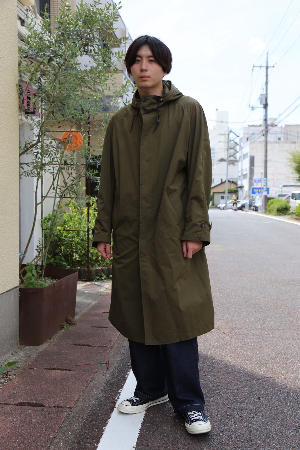 COMME des GARCONS HOMME 綿ナイロンウェザーフーデッドコート