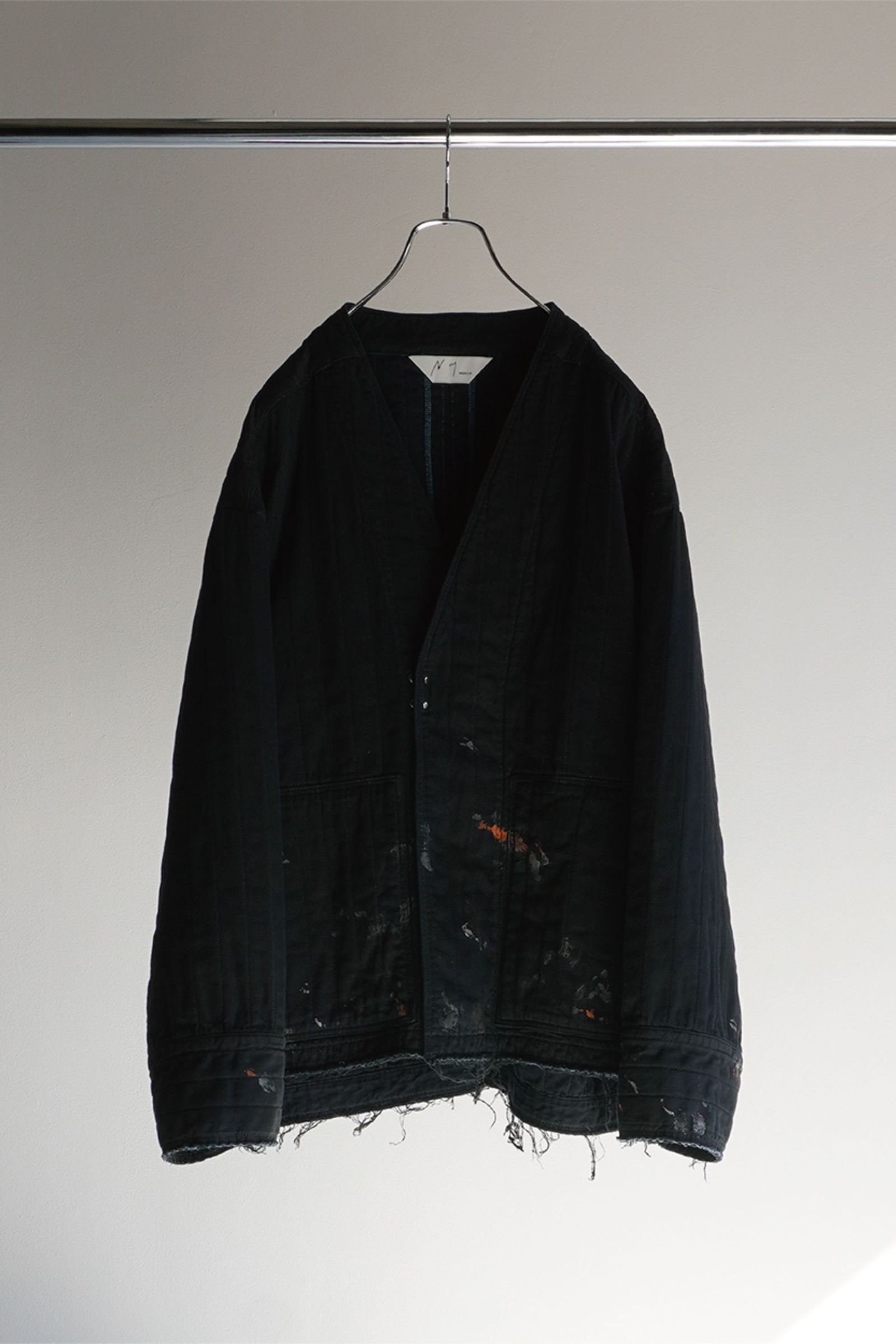 ANCELLM - PADDED QUILTING COLLARLESS JACKET/BLACK | NapsNote