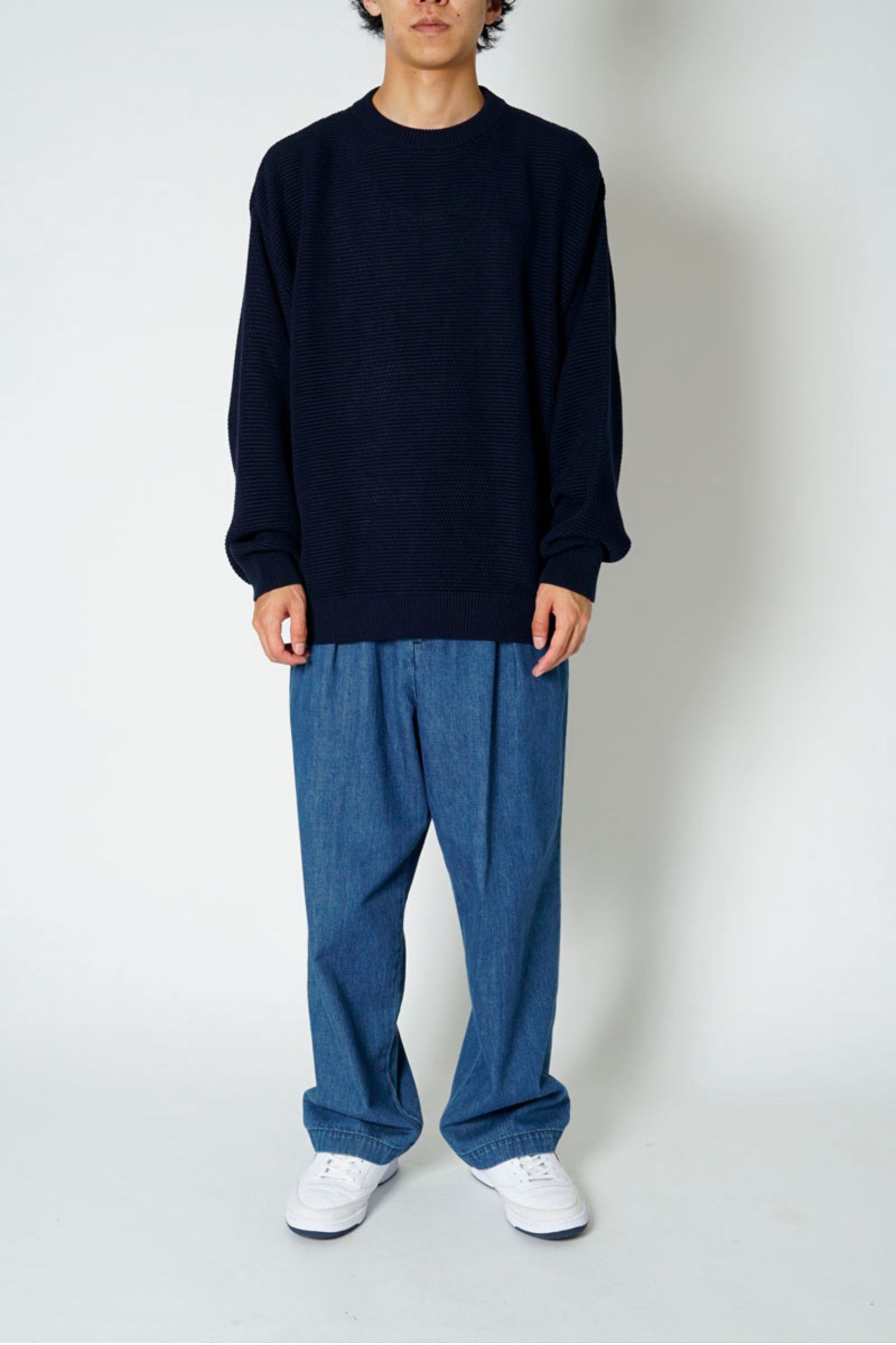 EVCON - COTTON CREW NECK SWEATER/NAVY | NapsNote