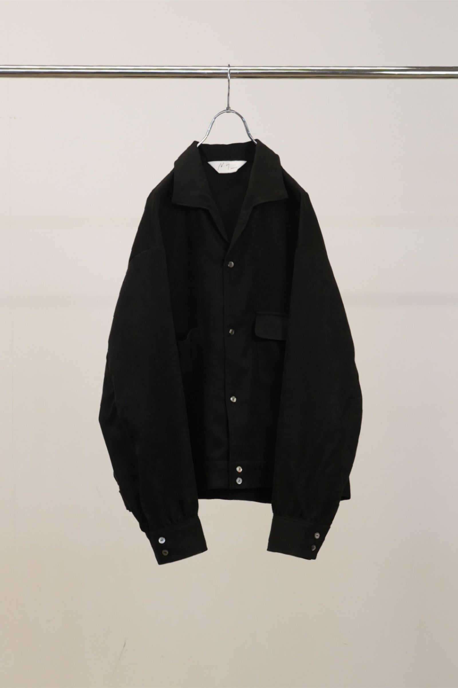 ANCELLM - VEGAN SUEDE OPEN COLLAR SHIRT | BLACK | シャツジャケット
